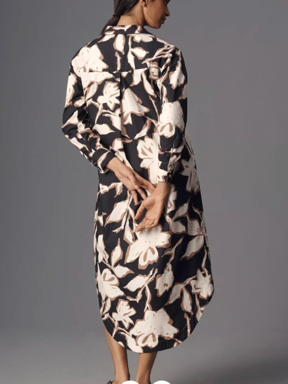 Maeve by Anthropologie Soren Long-Sleeve Shirt Dress Black Floral - Large - Picture 2 of 12